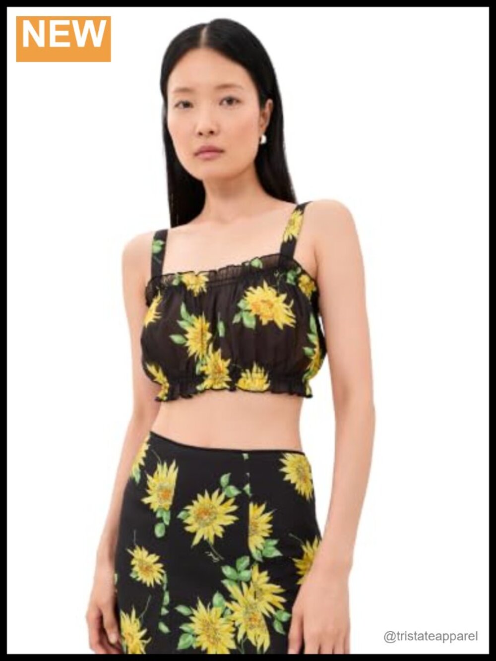 Women's Cotton Voile Blouse with Floral Print Square Neck and Adjustable Straps